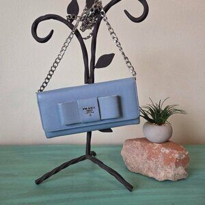 Prada light blue bow wallet